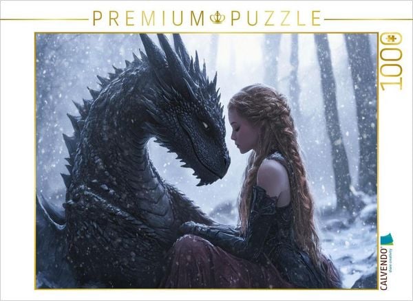 Produktbild: CALVENDO Puzzle Die H&uuml;terin und ihr Drachenfreund | 1000 Teile Lege-Gr&ouml;&szlig;e 64x48cm Foto-Puzzle f&uuml;r gl&uuml;ckliche Stunden