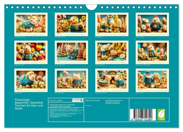 Produktbild: Flauschiger Bauernhof. Gestrickte Tierchen f&uuml;r Herz und Seele (Wandkalender 2026 DIN A4 quer), CALVENDO Monatskalender