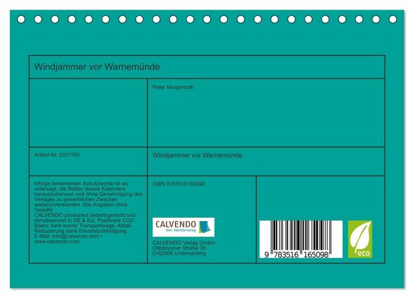 Produktbild: Windjammer vor Warnem&uuml;nde (Tischkalender 2026 DIN A5 quer), CALVENDO Monatskalender