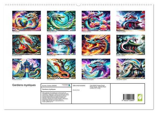 Produktbild: Gardiens mystiques (Calendrier mural 2026 DIN A2 vertical) calendrier de bureau