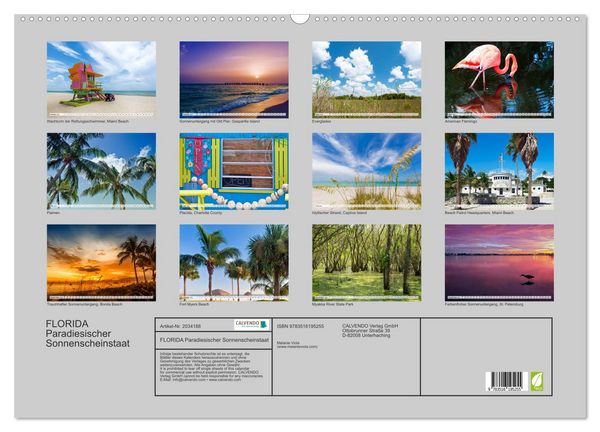 Produktbild: FLORIDA Paradiesischer Sonnenscheinstaat (Wandkalender 2026 DIN A2 quer), CALVENDO Monatskalender