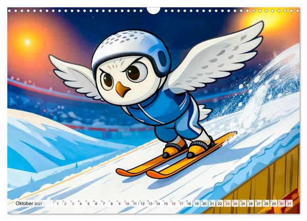 Produktbild: Tierischer Wintersport - Lustige Tiere im Schnee (Wandkalender 2027 DIN A3 quer), CALVENDO Monatskalender