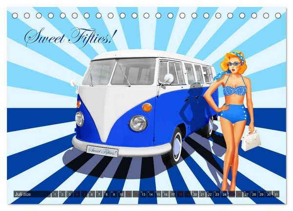 Produktbild: Pin-Up Girls im Retro Style by Mausopardia (Tischkalender 2026 DIN A5 quer), CALVENDO Monatskalender