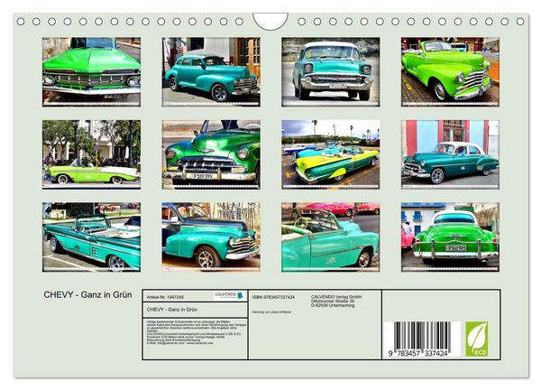 Produktbild: CHEVY - Ganz in Gr&uuml;n (Wandkalender 2026 DIN A4 quer), CALVENDO Monatskalender