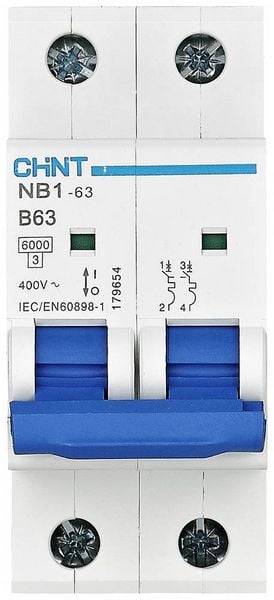 Produktbild: Chint 179653 NB1-63 2P B6 6kA DB Leitungsschutzschalter 2polig 6A 240 V, 415V