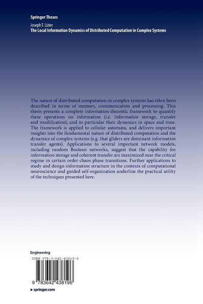 Produktbild: The Local Information Dynamics of Distributed Computation in Complex Systems