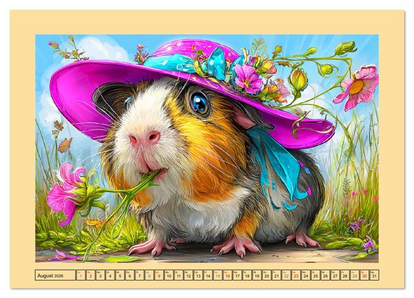 Produktbild: Niedliche Meerschweinchen. Zauberhafte Cartoons mit Witz und Charme (hochwertiger Premium Wandkalender 2026 DIN A2 quer), Kunstdruck in Hochglanz