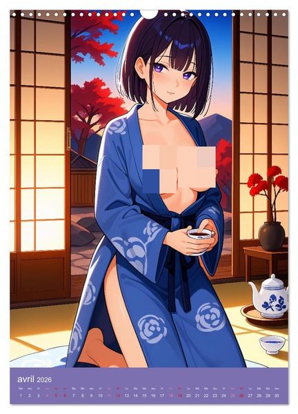 Produktbild: MANGA SENSUEL - Beaut&eacute;s japonaises d&eacute;nud&eacute;es et s&eacute;duisantes (Calendrier mural 2026 DIN A3 horizontal), CALVENDO calendrier mensuel