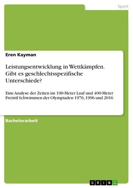 Produktbild: Leistungsentwicklung in Wettk&auml;mpfen. Gibt es geschlechtsspezifische Unterschiede?