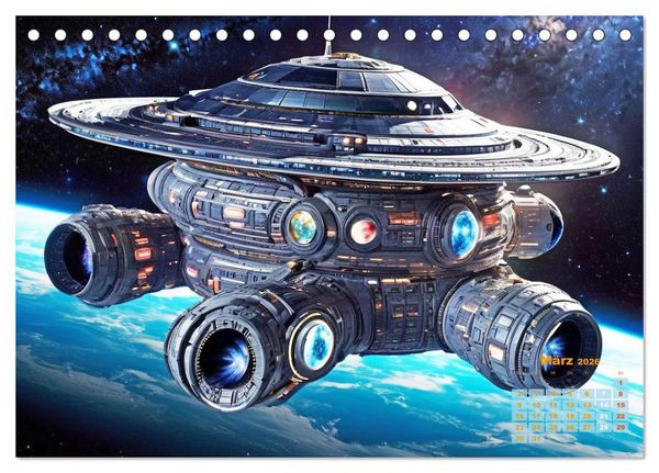 Produktbild: Im Weltall unterwegs - Verr&uuml;ckte Fahrzeuge im Universum (Tischkalender 2026 DIN A5 quer), CALVENDO Monatskalender