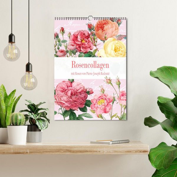 Produktbild: Rosencollagen mit Rosen von Pierre-Joseph Redout&eacute; (Wandkalender 2026 DIN A3 hoch), CALVENDO Monatskalender