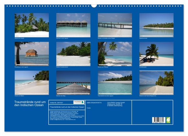 Produktbild: Traumstr&auml;nde rund um den Indischen Ozean (Wandkalender 2026 DIN A2 quer), CALVENDO Monatskalender