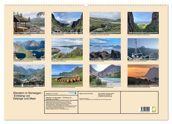 Produktbild: Wandern in Norwegen - Einklang von Gebirge und Meer (Wandkalender 2026 DIN A2 quer), CALVENDO Monatskalender