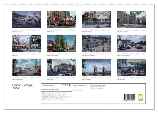 Produktbild: London - Vintage Views (hochwertiger Premium Wandkalender 2026 DIN A2 quer), Kunstdruck in Hochglanz