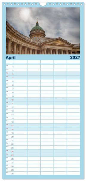 Produktbild: Familienplaner 2027 - Sankt Petersburg - "Venedig des Nordens" mit 5 Spalten (Wandkalender, 21 x 45 cm) CALVENDO