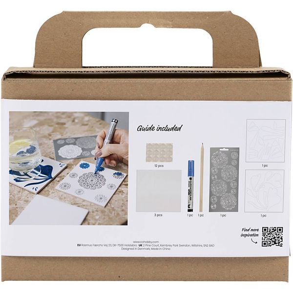 Produktbild: Creativ Company Mini Kreativ Set Dekoration, Porzellanuntersetzer, Blau