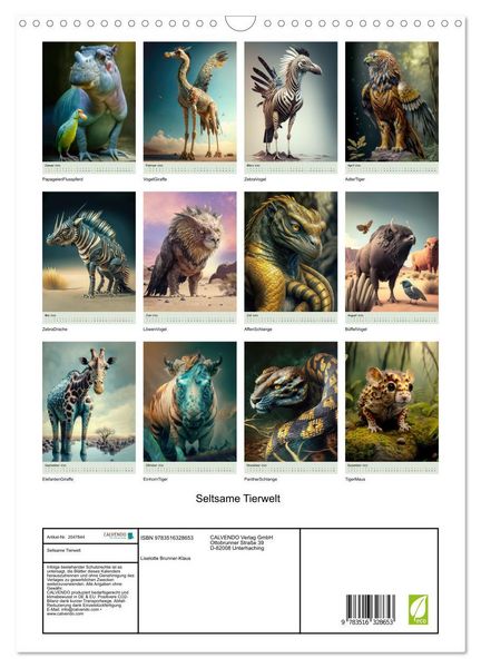 Produktbild: Seltsame Tierwelt (Wandkalender 2026 DIN A3 hoch), CALVENDO Monatskalender