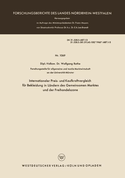 Produktbild: Internationaler Preis- und Kaufkraftvergleich f&uuml;r Bekleidung in L&auml;ndern des Gemeinsamen Marktes und der Freihandelszone