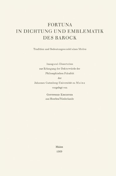 Produktbild: Fortuna in Dichtung und Emblematik des Barock