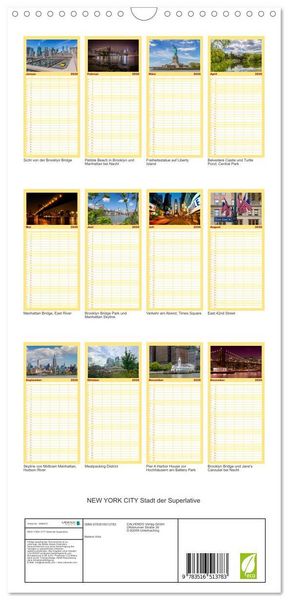 Produktbild: Familienplaner 2026 - NEW YORK CITY Stadt der Superlative mit 5 Spalten (Wandkalender, 21 x 45 cm) CALVENDO
