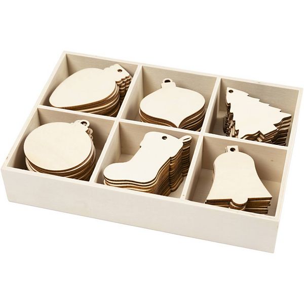 Produktbild: Creativ Company Weihnachtsschmuck, H 5,5-7 cm, B 4-5 cm, Lochgr&ouml;&szlig;e 4 mm, 90 Stk