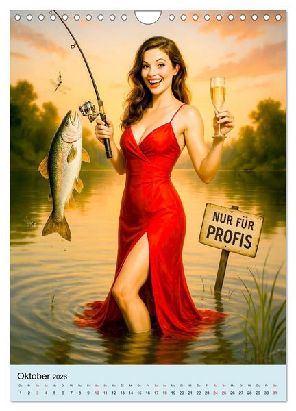 Produktbild: Angeln mit Biss - Lustiger Kalender f&uuml;r Angler mit Charme (Wandkalender 2026 DIN A4 hoch), CALVENDO Monatskalender