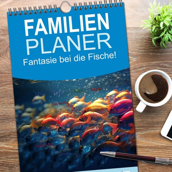 Produktbild: Familienplaner 2026 - Fantasie bei die Fische! mit 5 Spalten (Wandkalender, 21 x 45 cm) CALVENDO