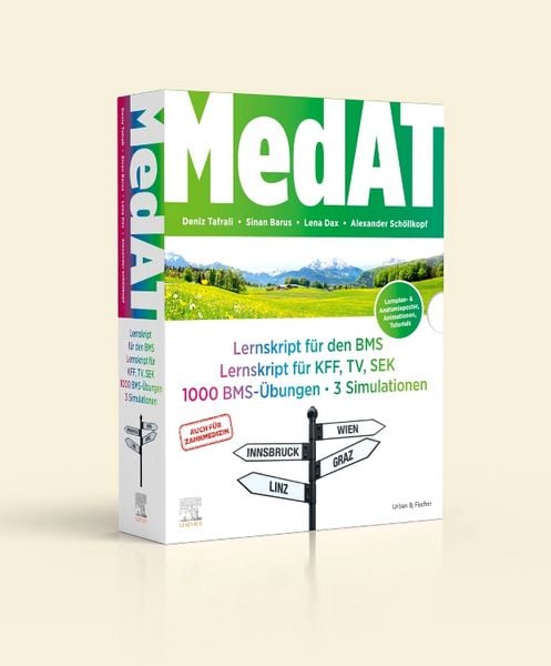 Produktbild: MedAT Kompendium - Lernskript f&uuml;r den BMS, Lernskript f&uuml;r KFF, TV, SEK, BMS-&Uuml;bungen, Simulationen im Schuber