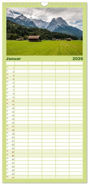 Produktbild: Familienplaner 2026 - Traumlandschaft Werdenfelser Land - Teil I mit 5 Spalten (Wandkalender, 21 x 45 cm) CALVENDO