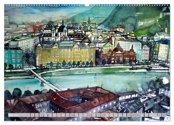 Produktbild: Aquarelle aus der Mozartstadt Salzburg (Wandkalender 2026 DIN A2 quer), CALVENDO Monatskalender