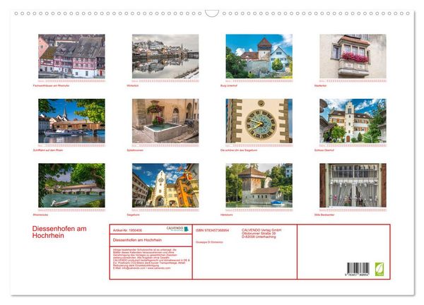 Produktbild: Diessenhofen am Hochrhein (Wandkalender 2026 DIN A2 quer), CALVENDO Monatskalender
