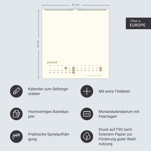 Produktbild: Premium-Bastelkalender gold gro&szlig; 2027