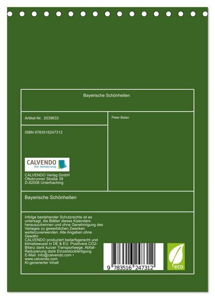 Produktbild: Bayerische Sch&ouml;nheiten (Tischkalender 2026 DIN A5 hoch), CALVENDO Monatskalender