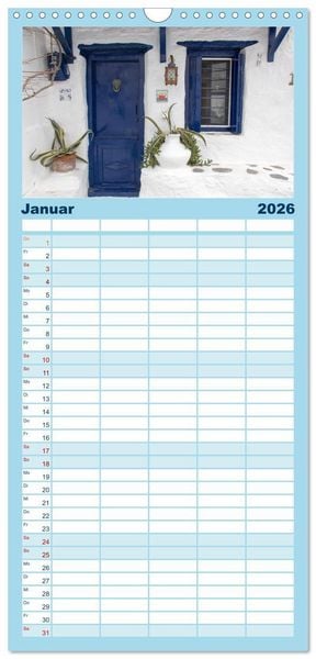 Produktbild: Familienplaner 2026 - Al&oacute;nnisos, Ski&aacute;thos, Sk&oacute;pelos mit 5 Spalten (Wandkalender, 21 x 45 cm) CALVENDO