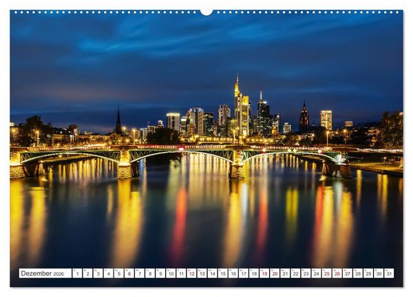 Produktbild: Frankfurt am Main - at night (hochwertiger Premium Wandkalender 2026 DIN A2 quer), Kunstdruck in Hochglanz