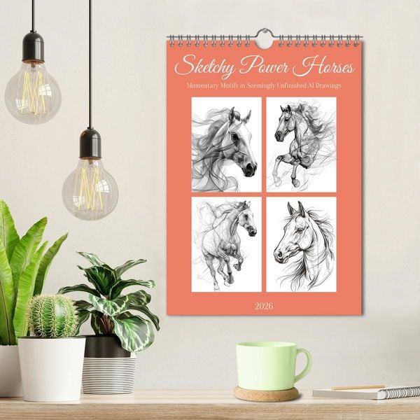 Produktbild: Sketchy Power Horses (Wall Calendar 2026 DIN A4 portrait), CALVENDO 12 Month Wall Calendar