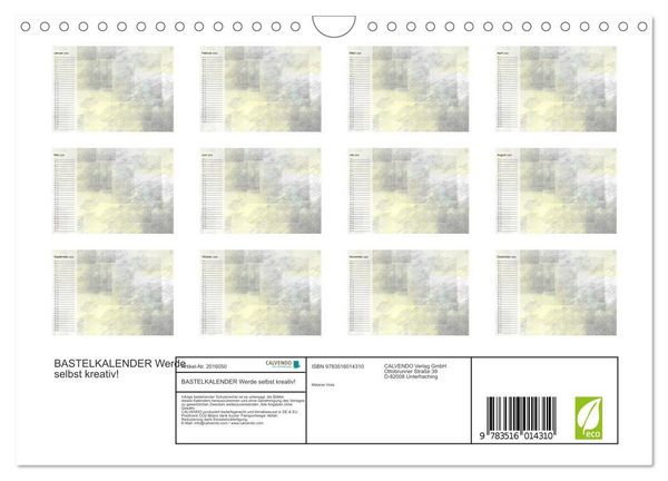 Produktbild: BASTELKALENDER Werde selbst kreativ! (Wandkalender 2026 DIN A4 quer), CALVENDO Monatskalender