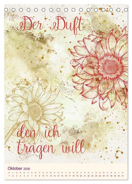 Produktbild: Aquarell Blumenmalerei mit Spr&uuml;chen (Tischkalender 2026 DIN A5 hoch), CALVENDO Monatskalender