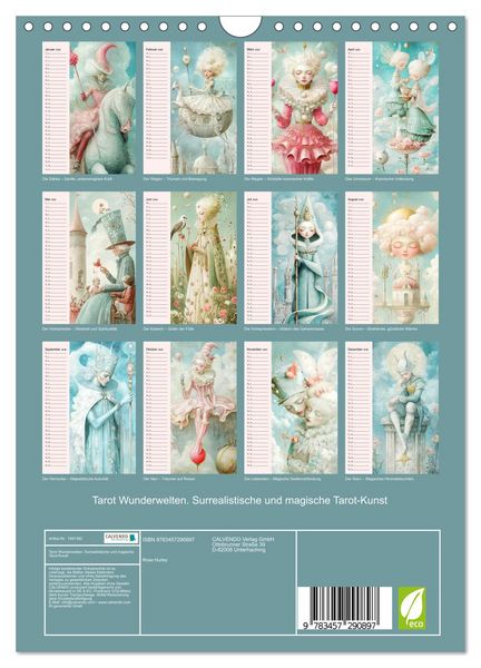 Produktbild: Tarot Wunderwelten. Surrealistische und magische Tarot-Kunst (Wandkalender 2026 DIN A4 hoch), CALVENDO Monatskalender