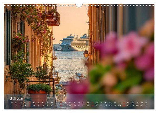 Produktbild: Kreuzfahrtschiffe Kalender - Kreuzfahrten und Giganten der Meere (Wandkalender 2026 DIN A3 quer), CALVENDO Monatskalender