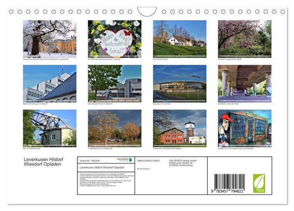 Produktbild: Leverkusen Hitdorf Wiesdorf Opladen (Wandkalender 2026 DIN A4 quer), CALVENDO Monatskalender