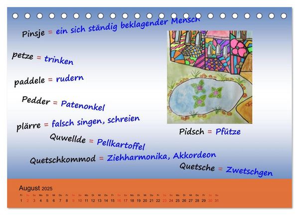 De Hessisch-Kalenner - hessisch babbele lerne in aam Johr (Tischkalender 2025 DIN A5 quer), CALVENDO Monatskalender