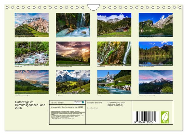 Produktbild: Unterwegs im Berchtesgadener Land 2026 (Wandkalender 2026 DIN A4 quer), CALVENDO Monatskalender