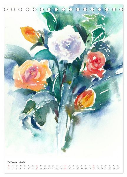 Produktbild: Bl&uuml;tenaquarelle (Tischkalender 2026 DIN A5 hoch), CALVENDO Monatskalender