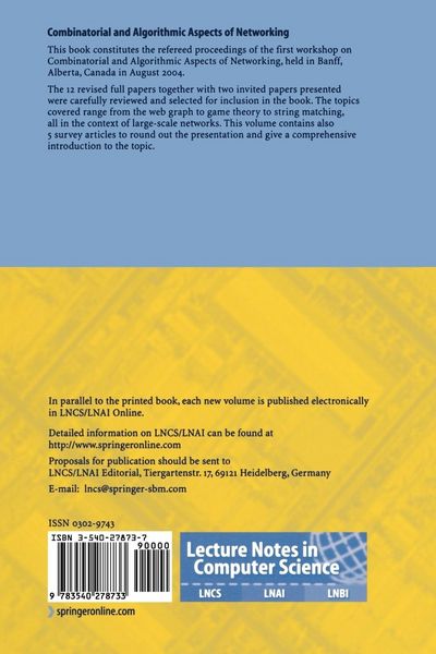 Produktbild: Combinatorial and Algorithmic Aspects of Networking