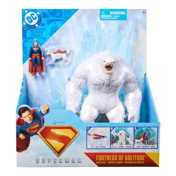 Superman - Spielset Festung der Einsamkeit, 33 cm, mit Superman- und Krypto-Figur und Schneemonster, Spielzeug für Kinder ab 4 Jahren