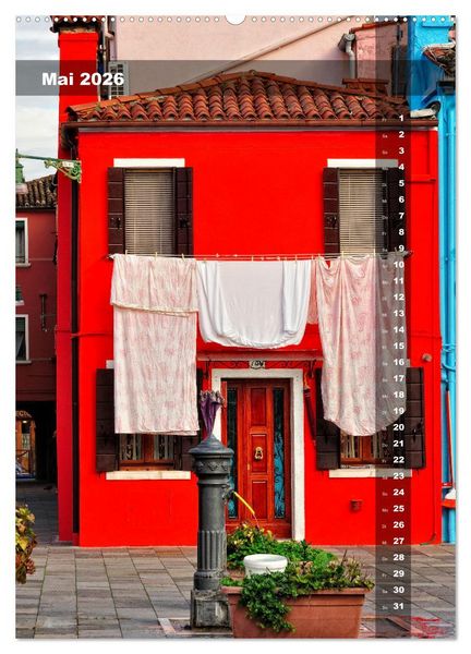 Produktbild: L'isola di Burano - Ein Spaziergang &uuml;ber die farbenfrohe Insel (Wandkalender 2026 DIN A2 hoch), CALVENDO Monatskalender