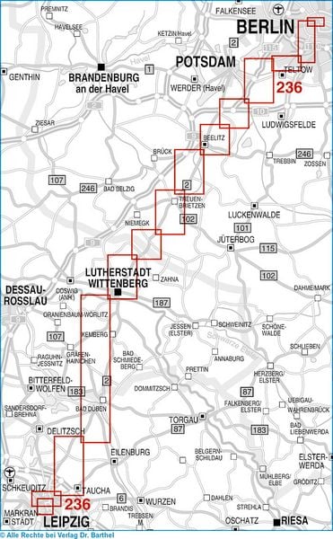 Produktbild: Radwander- und Wanderkarte Jakobsweg an der Via Imperii, Abschnitt Berlin-Leipzig