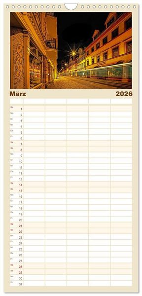 Produktbild: Familienplaner 2026 - Romantisches Erfurt - Bilder einer Stadt voller Geschichte mit 5 Spalten (Wandkalender, 21 x 45 cm) CALVENDO