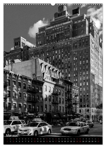 Produktbild: New York City Schwarz auf Wei&szlig; (Wandkalender 2026 DIN A2 hoch), CALVENDO Monatskalender